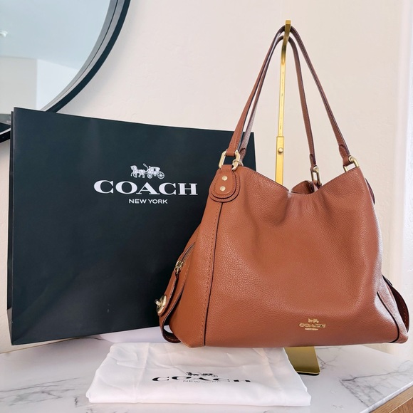 Coach Edie 31 Pebbled Leather Shoulder Bag 57125 - Picture 1 of 16